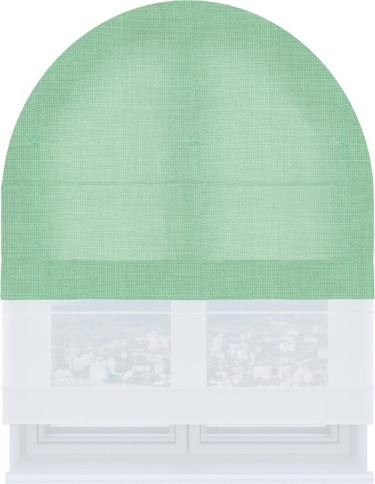 Римская штора «Кортин» день-ночь для арочного проёма, ткань лён светло-бирюзовый